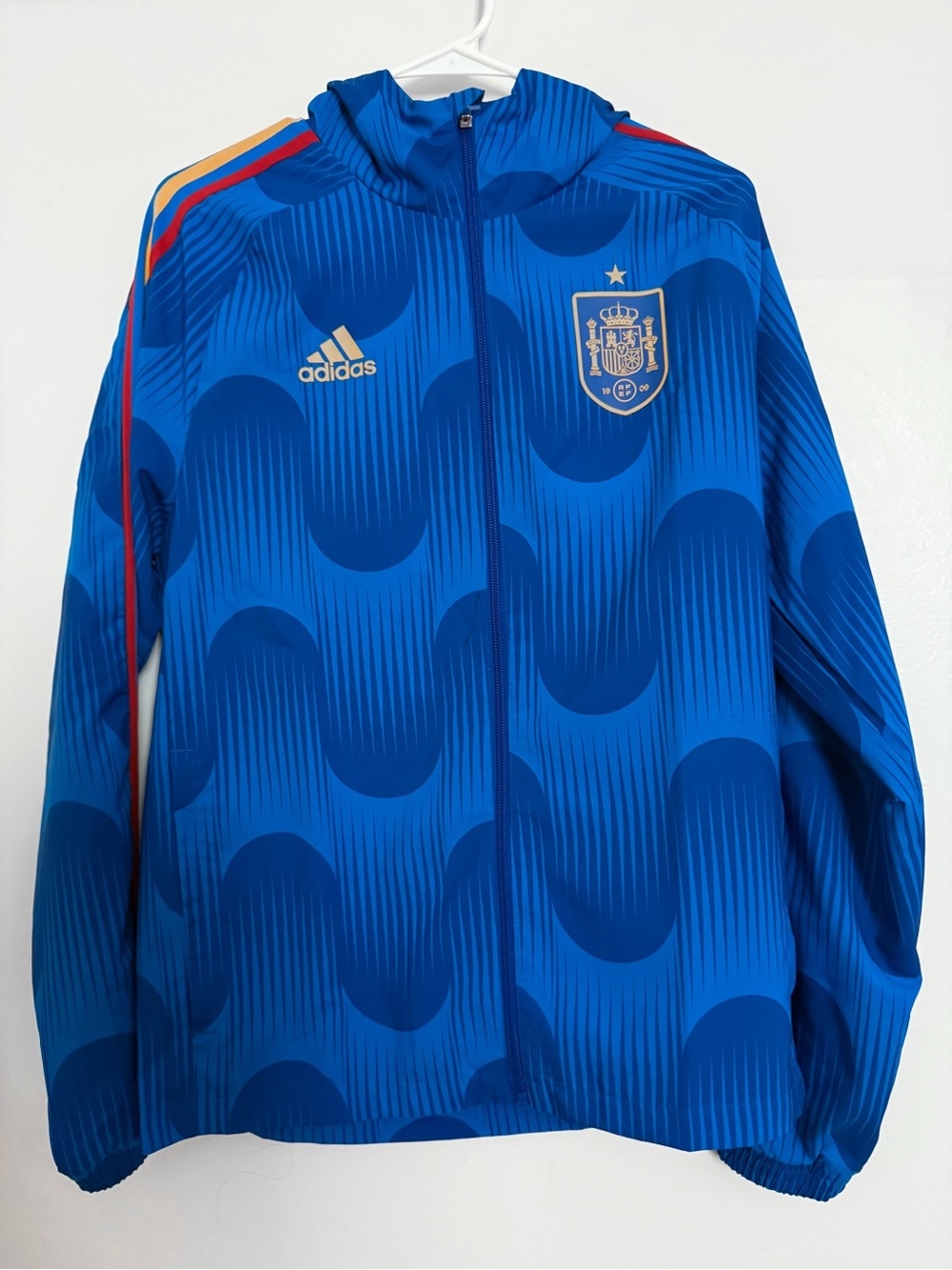 Adidas Spain Soccer Football National Team Blue Windbreaker Jacket - S